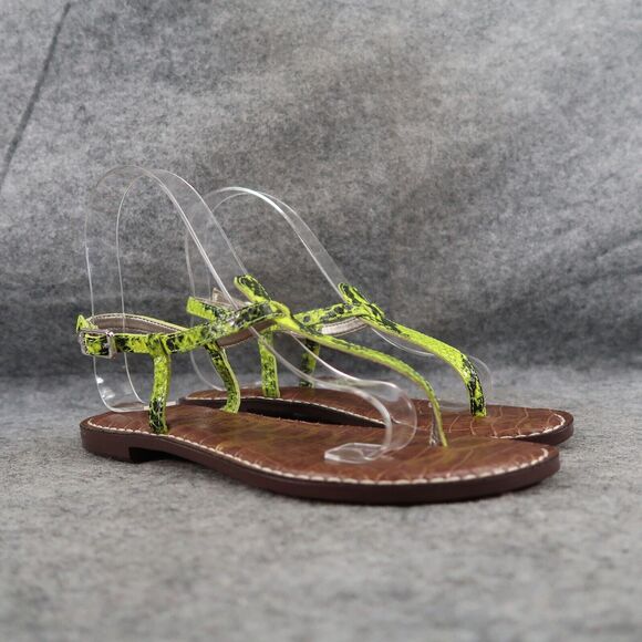 Sam Edelman Shoe Women 5.5 Sandal Fashion Snake Print Neon Gigi Flat Ankle Strap - Picture 1 of 12